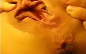 Wet pussy lips close up
