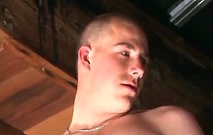 Horny amateur twink strokes his cock and jizzes far