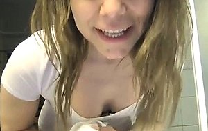 Clear hormonal cum from sexy swedish babe with jiggly natural tits