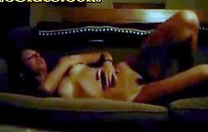 Loud busty teen fingering on the couch 