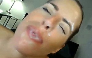 She gets unloaded with honey jizz on her face