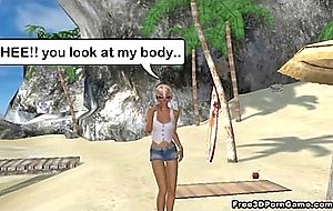 D blonde sucking a intense black cock on the beach