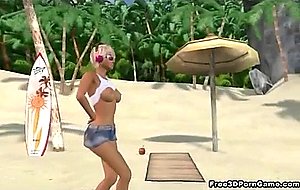 D blonde sucking a intense black cock on the beach