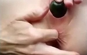 Cucumber fucked anal and pussy  