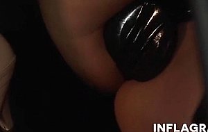 Latex girl with big tits gets used