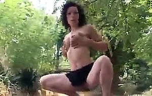 Steffy strips in the woods