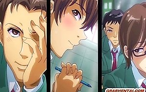 Busty hentai coeds group gangbang in the class