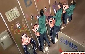 Busty hentai coeds group gangbang in the class