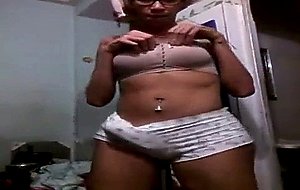 Sexy latina ts, plays with her big dick and cums
