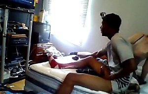 White cutie fucks her black hood bf 