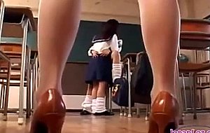 Schoolgirl Licked And Fingered By Other Schoolgirl While Teacher Entering The Classroom Getting Her Nipples Sucked