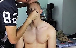 Athlete man to beauty blonde drag