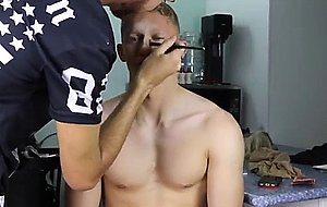 Athlete man to beauty blonde drag