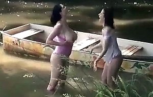 Lesbian fun at the riverside