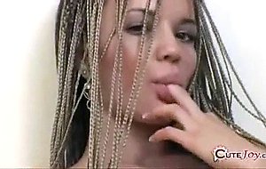 Teen amateur model Cute Joy getting naked, sucking her finger ...