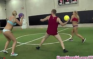 College strip dodgeball game ends up in an hard orgy