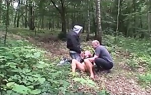 Old cunt gets fucked by 2 forceful guys  