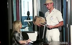 Sexy delivery man shows up at the office