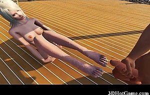 Hot 3d teen babe takes cumshoneys!