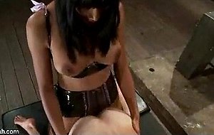 Hot tranny gives anal with handjob on white man