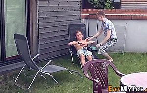 Kinky hunk giving footjob 