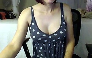 Sexy brunette in dress wanking off on cam
