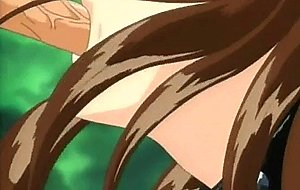 Chained hentai with bigboobs sucking her master cock an