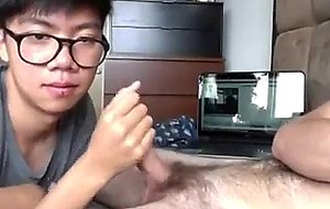 Asian twink gives a bj to his boyfriend