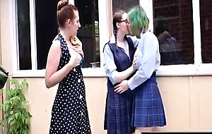 Hairy schoolgirls have sex with headmistress  