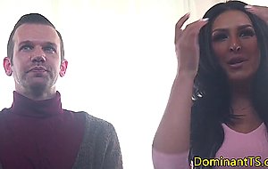 Dominant transgender throating her sub