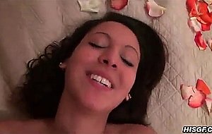 Hardcore amateur plays with her cum treat