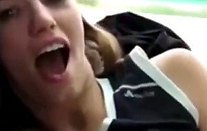 Girl masturbating on a bus  