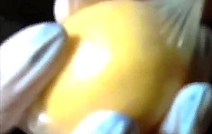 Masturbating with a lemon on bf's cam  