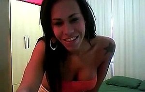 Busty brunette dancing on webcam