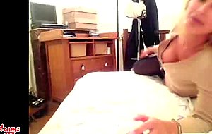 Blonde shemilf jerks off on webcam