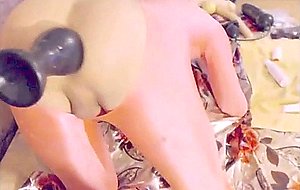 Shemale babe fucking her asshole with a vibrator 