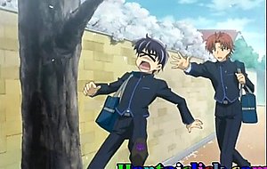Anime gay man figure with his partner having nude hugs