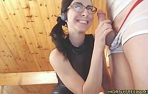 Nerdy babe extremely gagged and fucked by her boyfriend