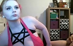 Girl with huge tits plays with bf on webcam  