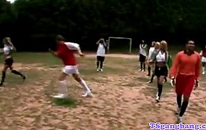 Sporty shemales getting group suck