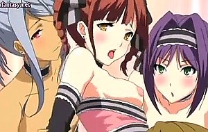Lascive anime babes sharing a dick