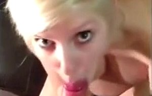 Pretty young blonde with perfect tits milks a cock 