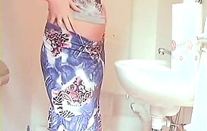 Hot sweet teen pisses and dildos in the bathroom  