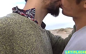 Latin twink sucks dick and fucks anal in the garden