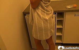 Beautiful girlfriend does some teasing for her man