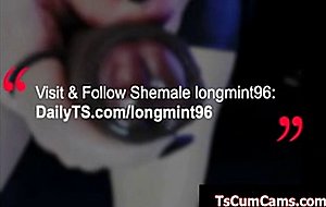 Mint ladyboy self sucking monsterdick