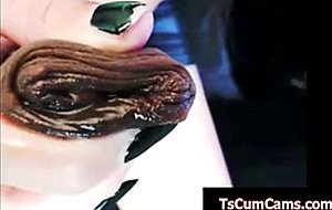 Mint ladyboy self sucking monsterdick