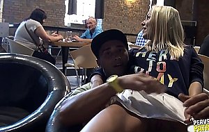 Exhibitionist couple fucking intense at a crowded coffee house – nude girls
