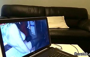 German mom caught bro jerking and helps him with fuck
