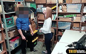 Natural redhead teen shoplifter punish fucked by a cop